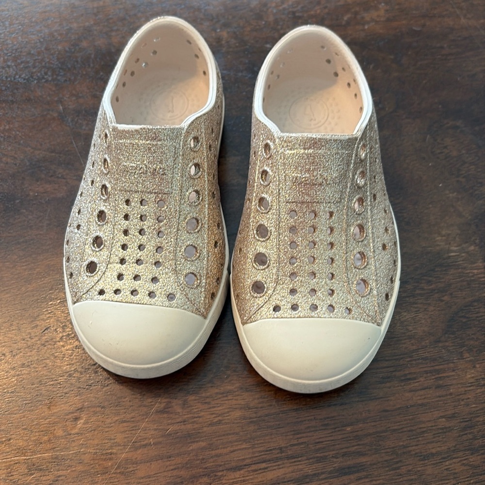 Rose gold sparkle native shoes size C7